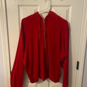 Forever 21+ red velvet zip up hoodie